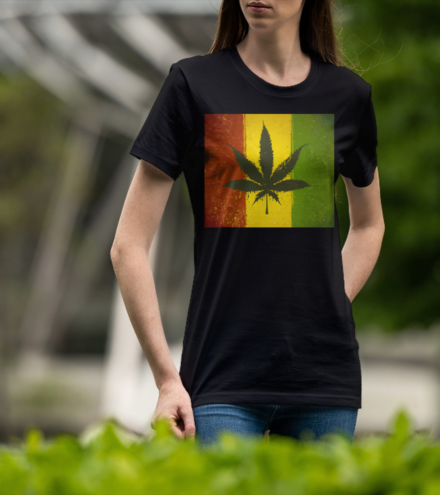 Rasta Jamaican Marijuana Leaf Legalized Pot Flag T-Shirt