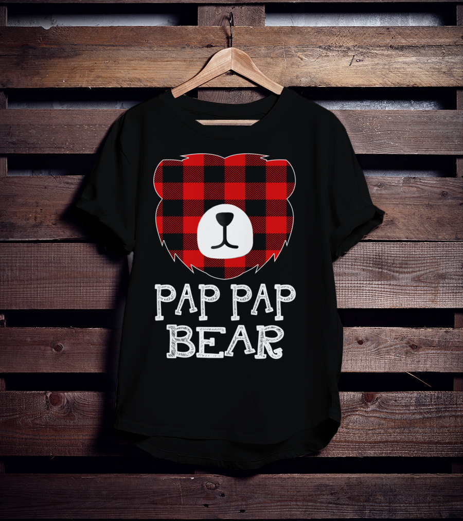 Pap Pap Bear Red Plaid Buffalo T-Shirt