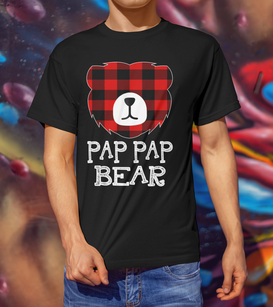 Pap Pap Bear Red Plaid Buffalo T-Shirt