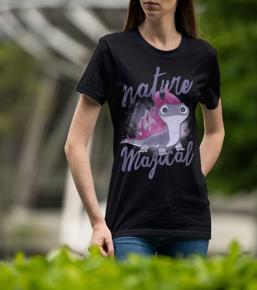 Disney Frozen 2 Salamander Character With Nature Is Magical Text T-Shirt