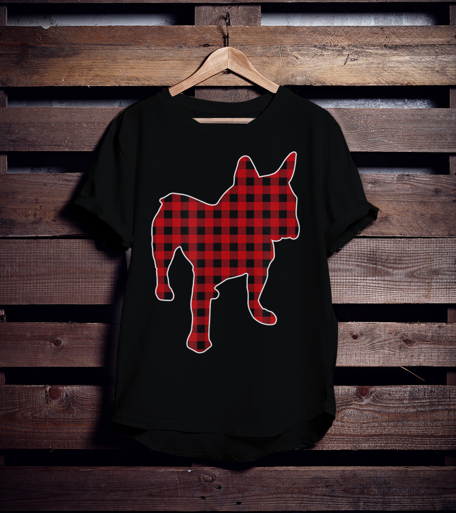 French Bulldog Red Buffalo Plaid Christmas T-Shirt