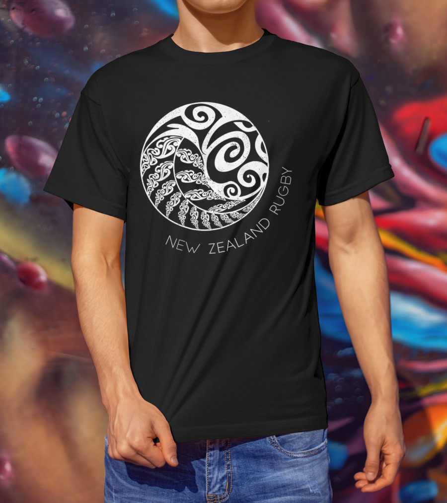 New Zealand Rugby Maori Inspired Kiwi Silver Spiral T-Shirt