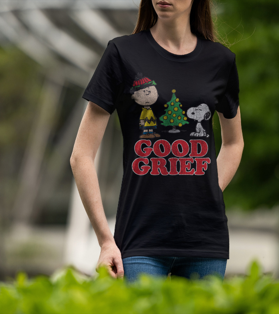 Good Grief Peanuts Holiday Snoopy And Charlie Christmas Tree T-Shirt