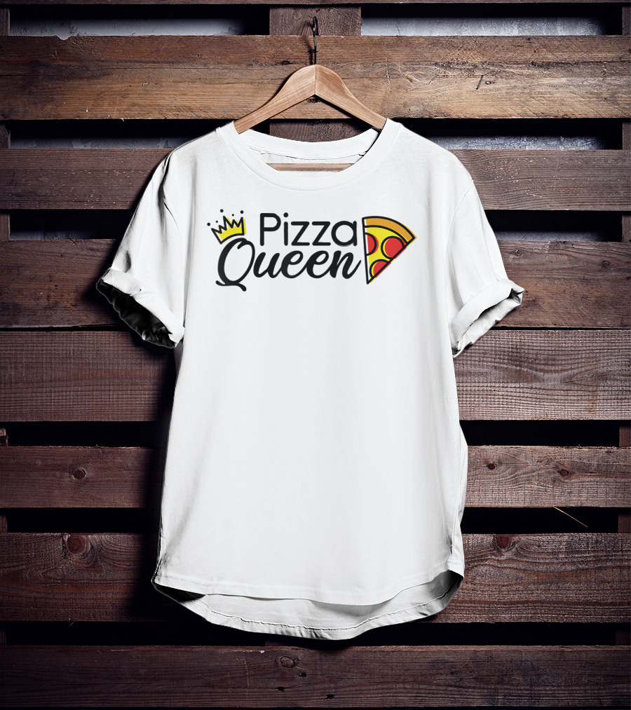 Pizza Queen Girls Women Female Pizza Slice Crown T-Shirt