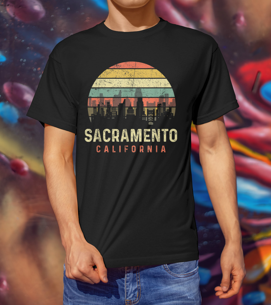 Sacramento California Skyline Vintage Sunset T-Shirt