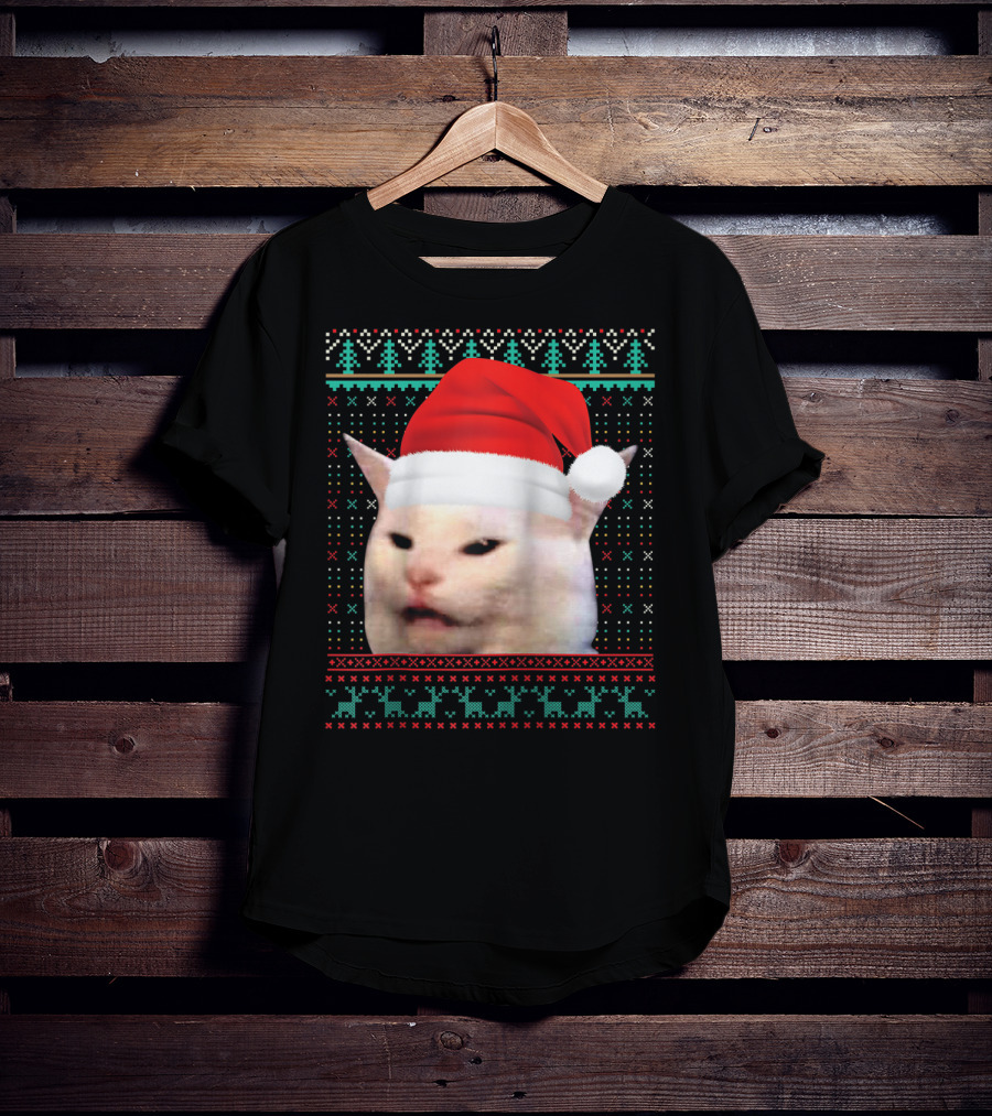 Santa Cat Ugly Christmas Merry T-Shirt