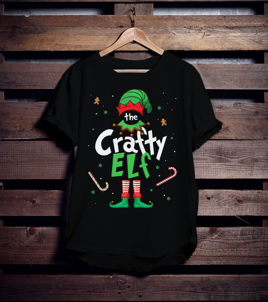 The Crafty Elf Christmas Xmas Family Candy Cane Gingerbread T-Shirt