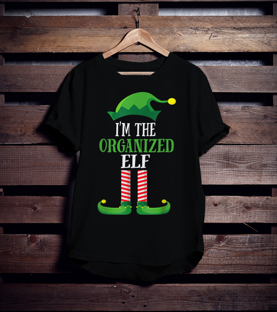 I'm The Organized Elf Festive Hat And Striped Socks Family Group T-Shirt