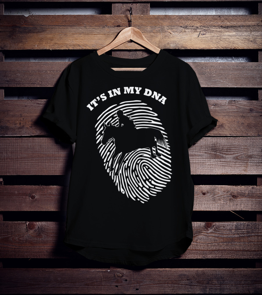 It's In My DNA Equestrian Horse Racer Fingerprint T-Shirt