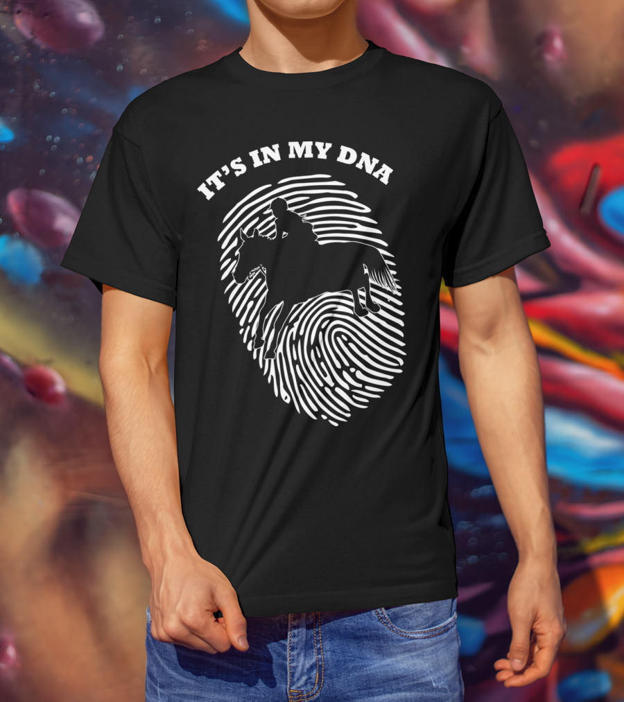 It's In My DNA Equestrian Horse Racer Fingerprint T-Shirt