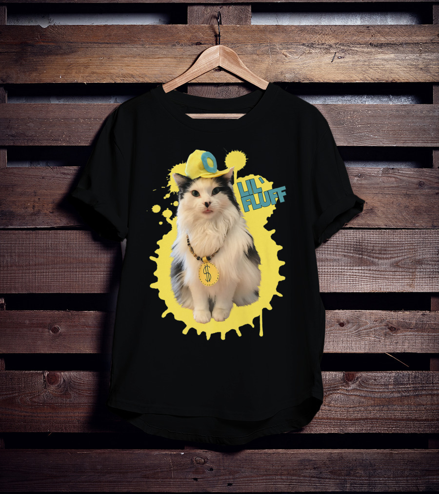 Lil' Fluff Cool Cat With Dollar Sign Necklace And Cap T-Shirt