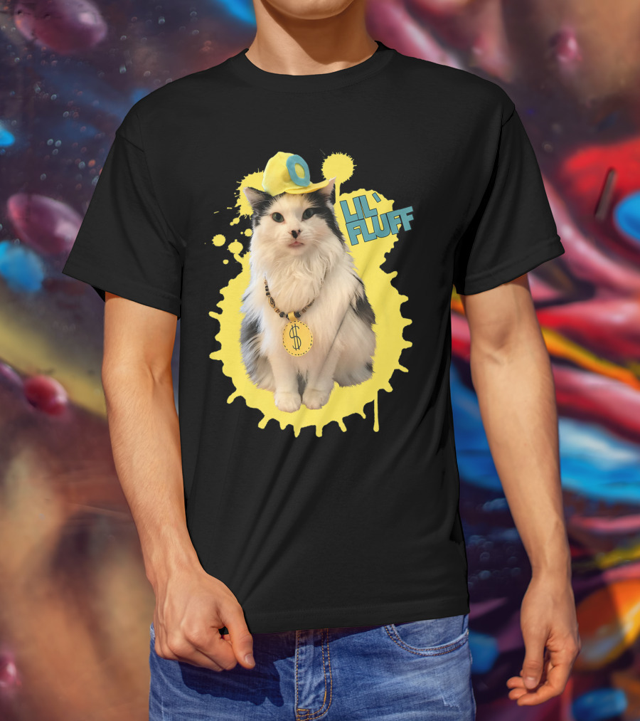 Lil' Fluff Cool Cat With Dollar Sign Necklace And Cap T-Shirt