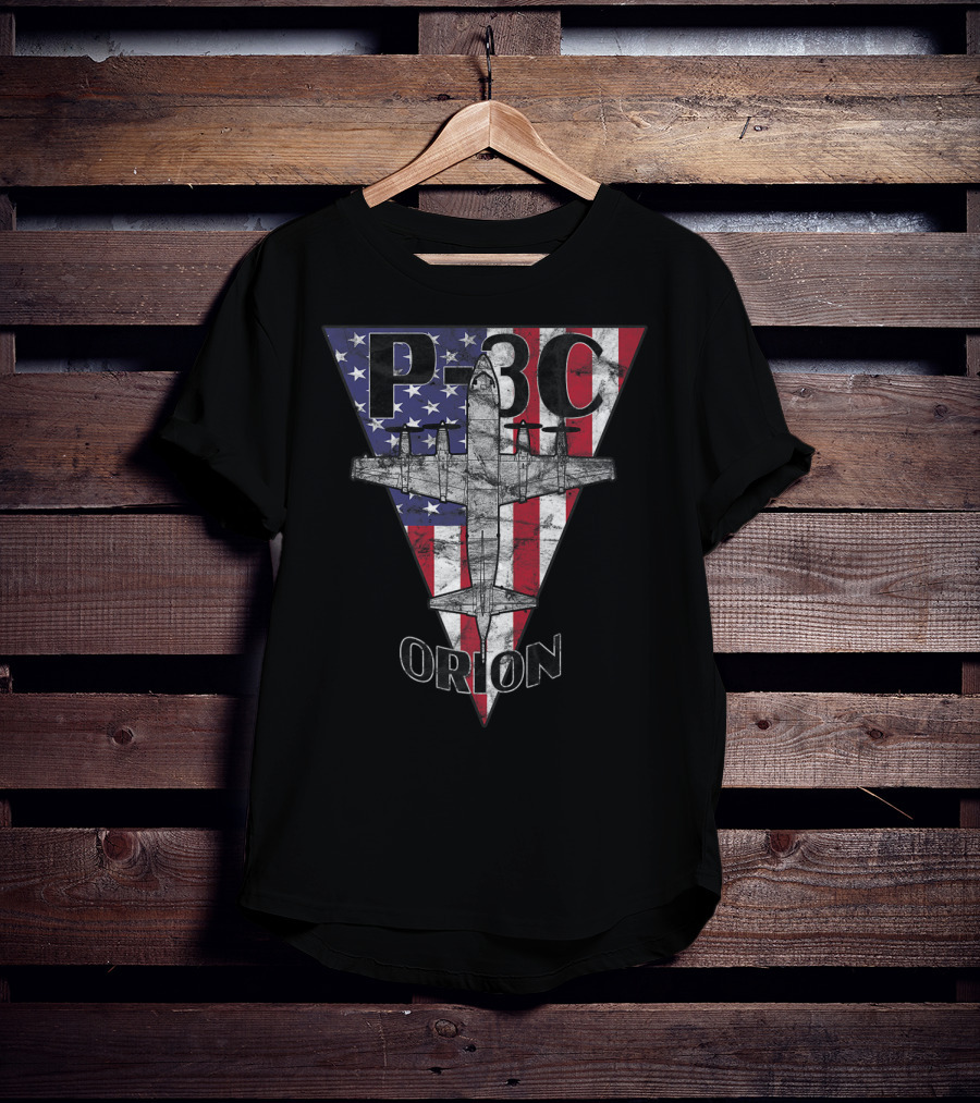 P-3C Orion American Flag Military Airplane T-Shirt