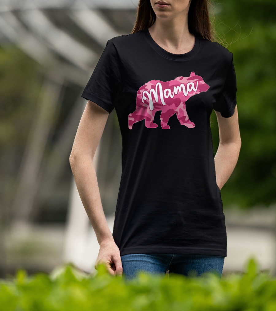Mama Bear Pink Camouflage Camo T-Shirt
