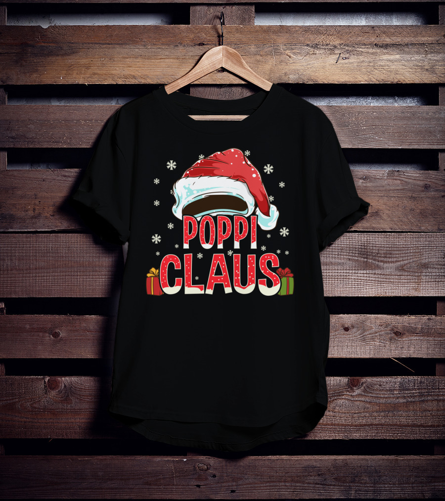 Poppi Claus Santa Hat Snowflakes Christmas Gifts T-Shirt