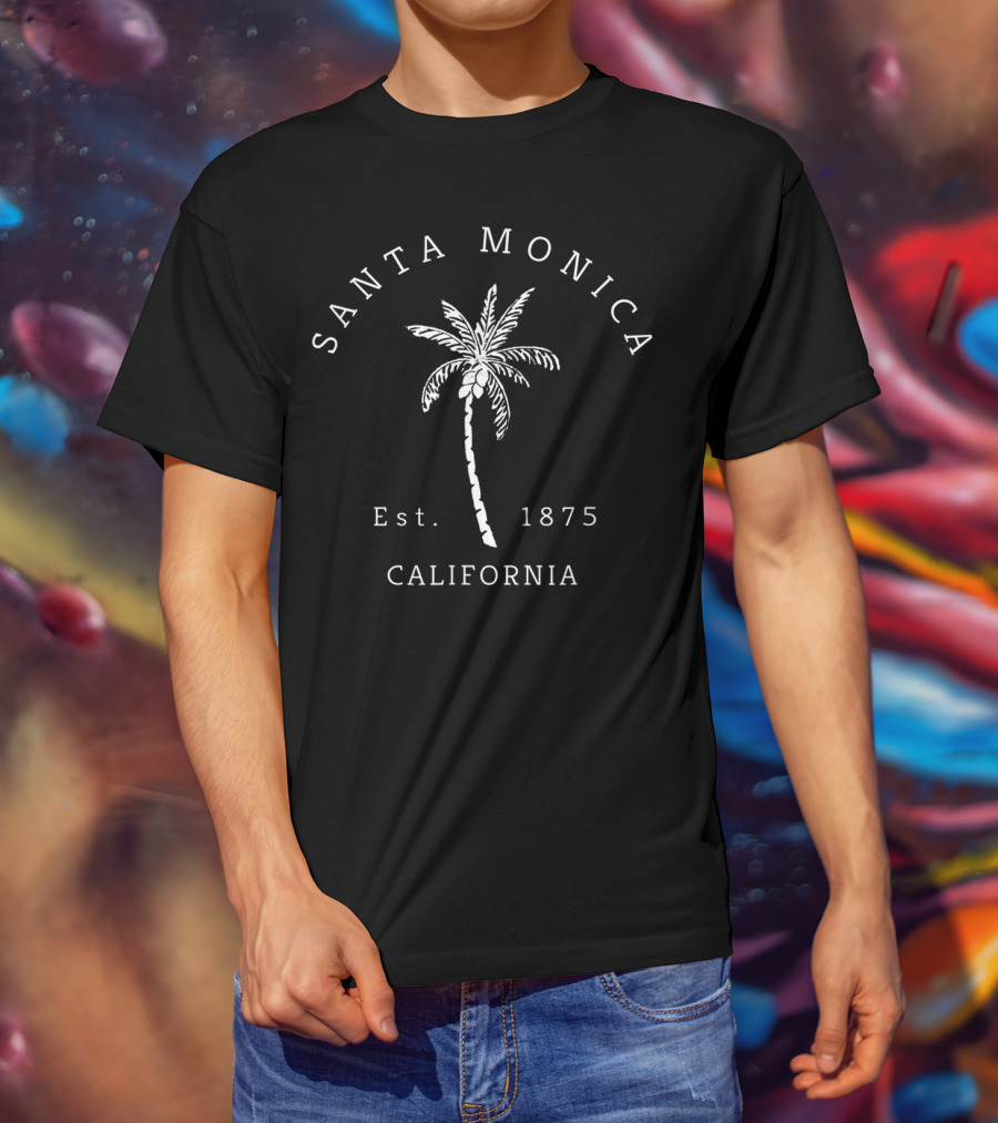 Santa Monica California Est. 1875 Palm Tree Retro Cool T-Shirt