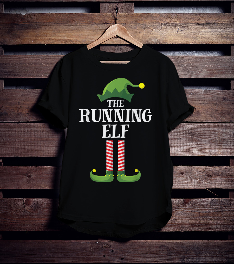 The Running Elf Matching Family Group Christmas Pajamas T-Shirt