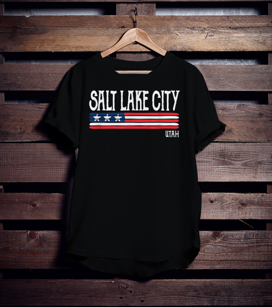 Salt Lake City Utah American Flag Stars Stripes T-Shirt