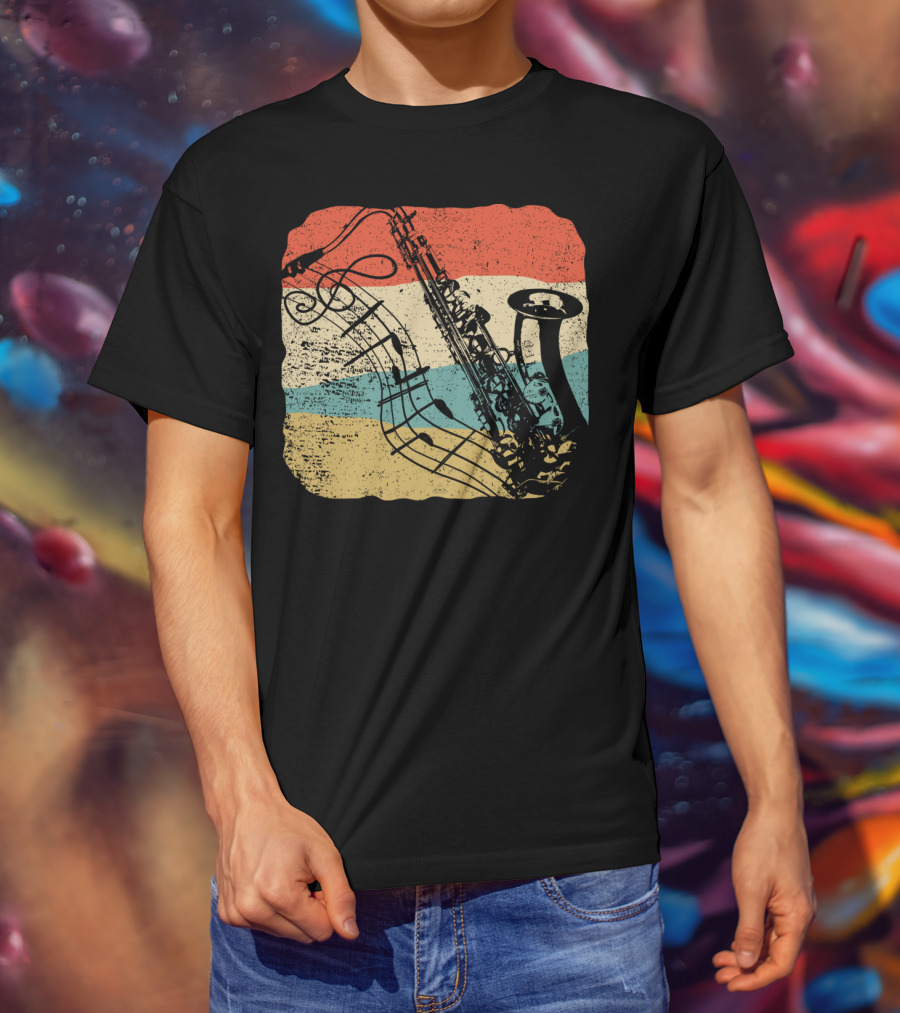 Saxophone Player Jazz Music 70s T-Shirt