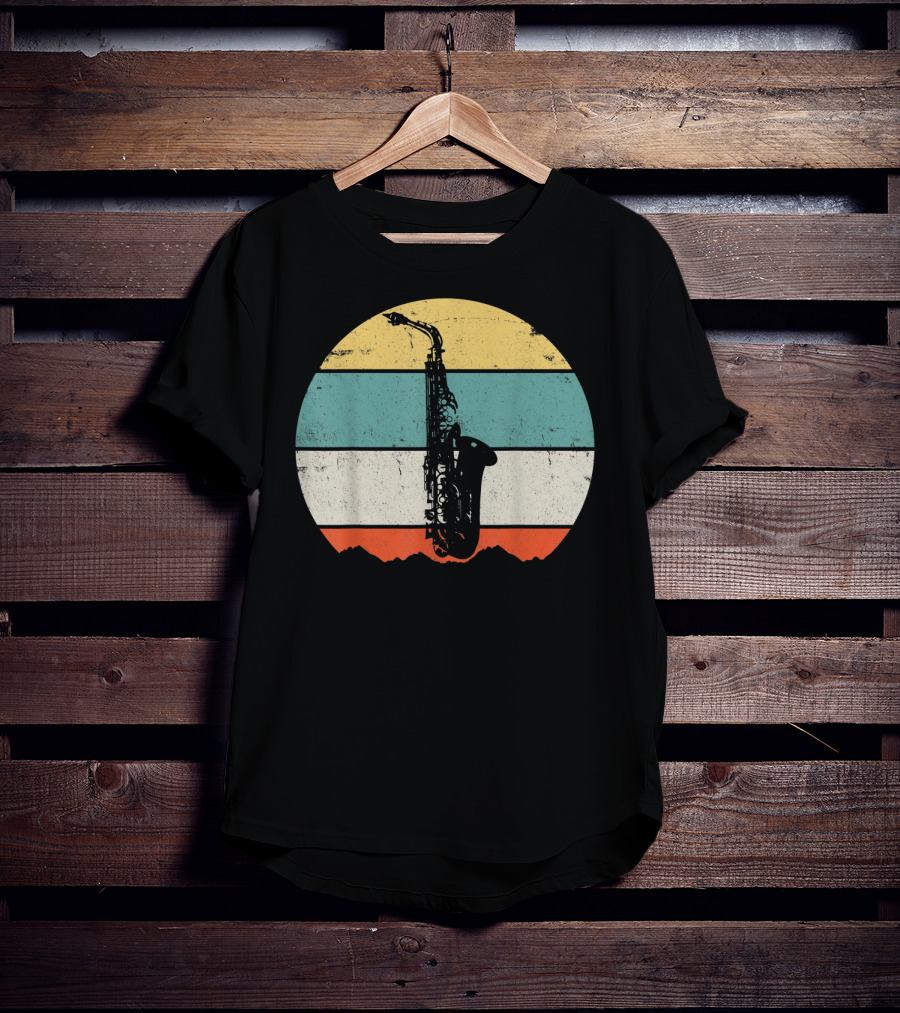 Retro Sunset Saxophone T-Shirt
