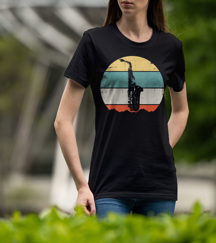 Retro Sunset Saxophone T-Shirt