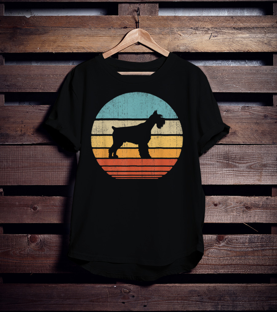Schnauzer Retro 60S 70S Sunset Stripes T-Shirt