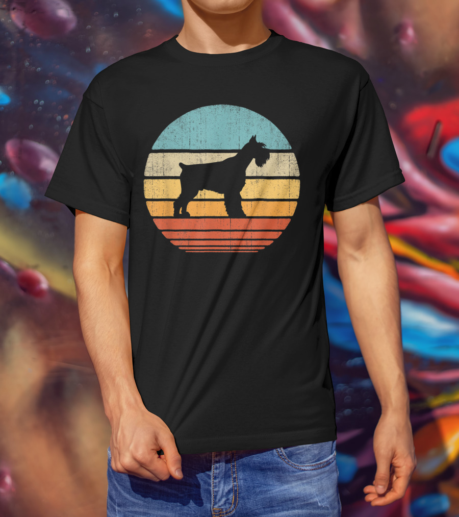 Schnauzer Retro 60S 70S Sunset Stripes T-Shirt