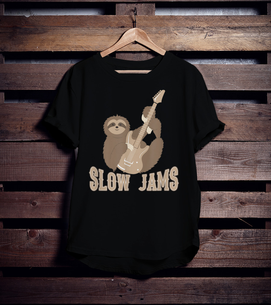 Slow Jams Sloth Fun Bass Guitar Chilled T-Shirt