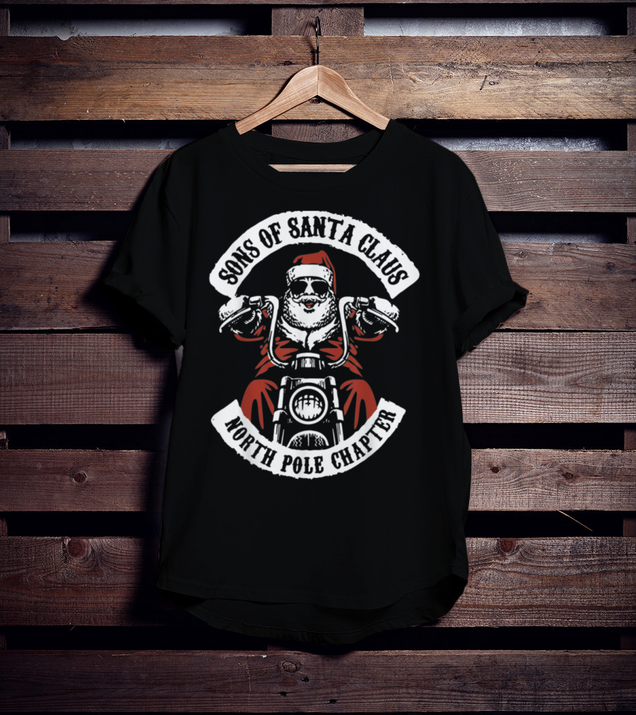 Sons Of Santa Claus North Pole Chapter Motorcycle Club Santa Biker T-Shirt