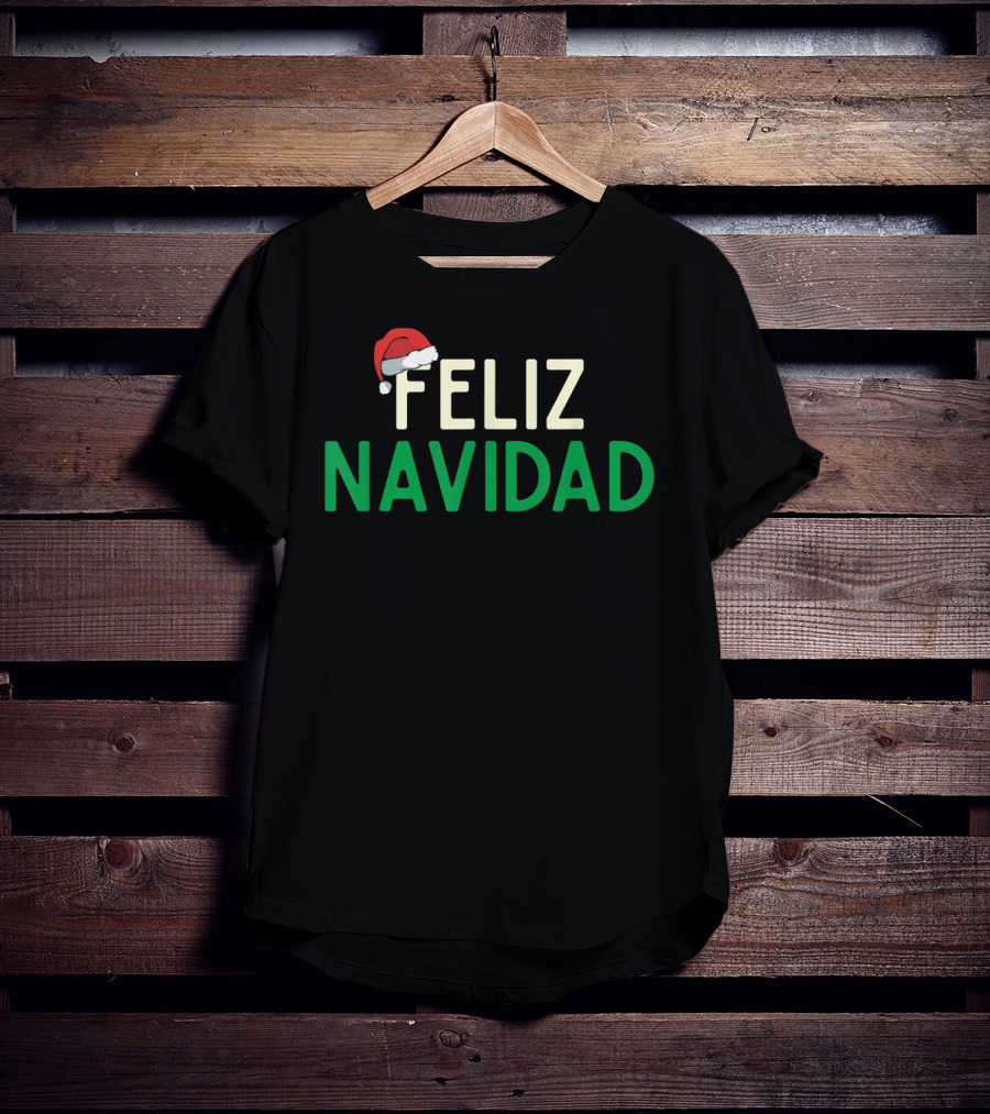 Feliz Navidad Santa Hat Spanish Christmas Fun T-Shirt
