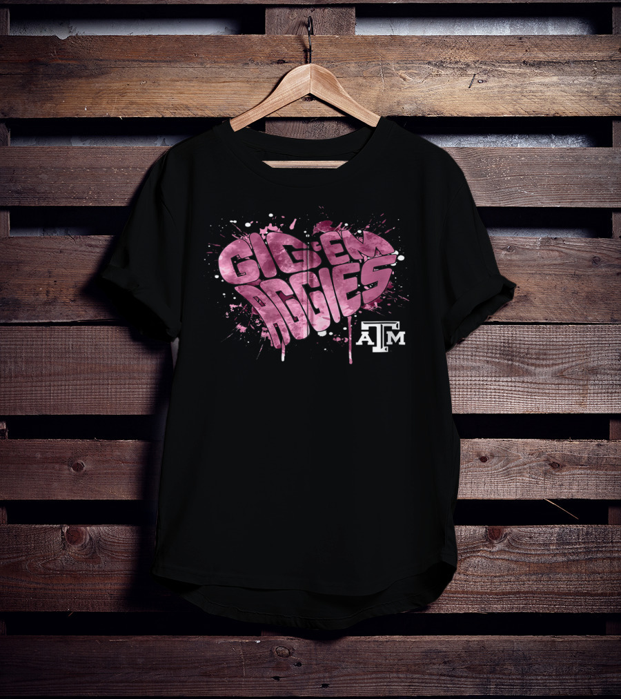 Gig 'Em Aggies Heart Shape Texas A&M T-Shirt