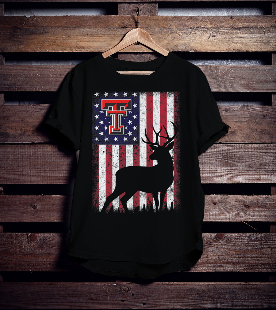 Texas Tech Red Raiders American Flag Deer T-Shirt