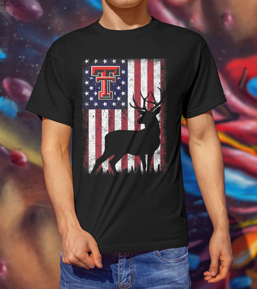 Texas Tech Red Raiders American Flag Deer T-Shirt