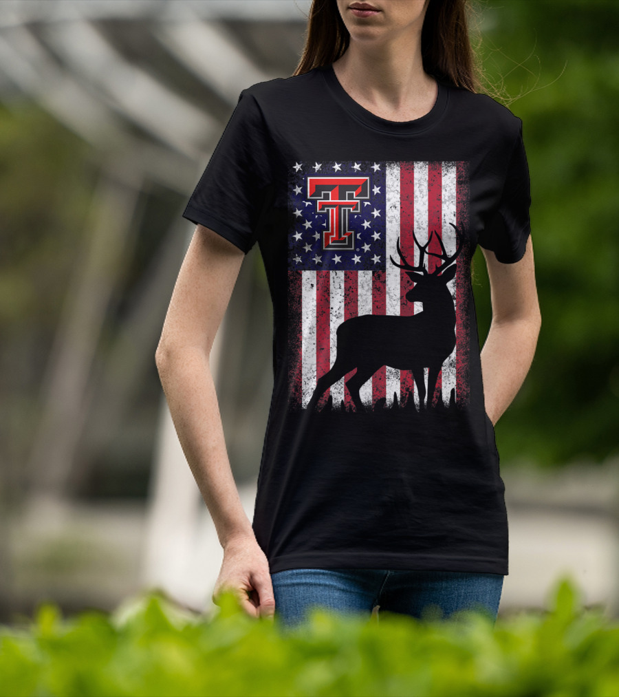Texas Tech Red Raiders American Flag Deer T-Shirt