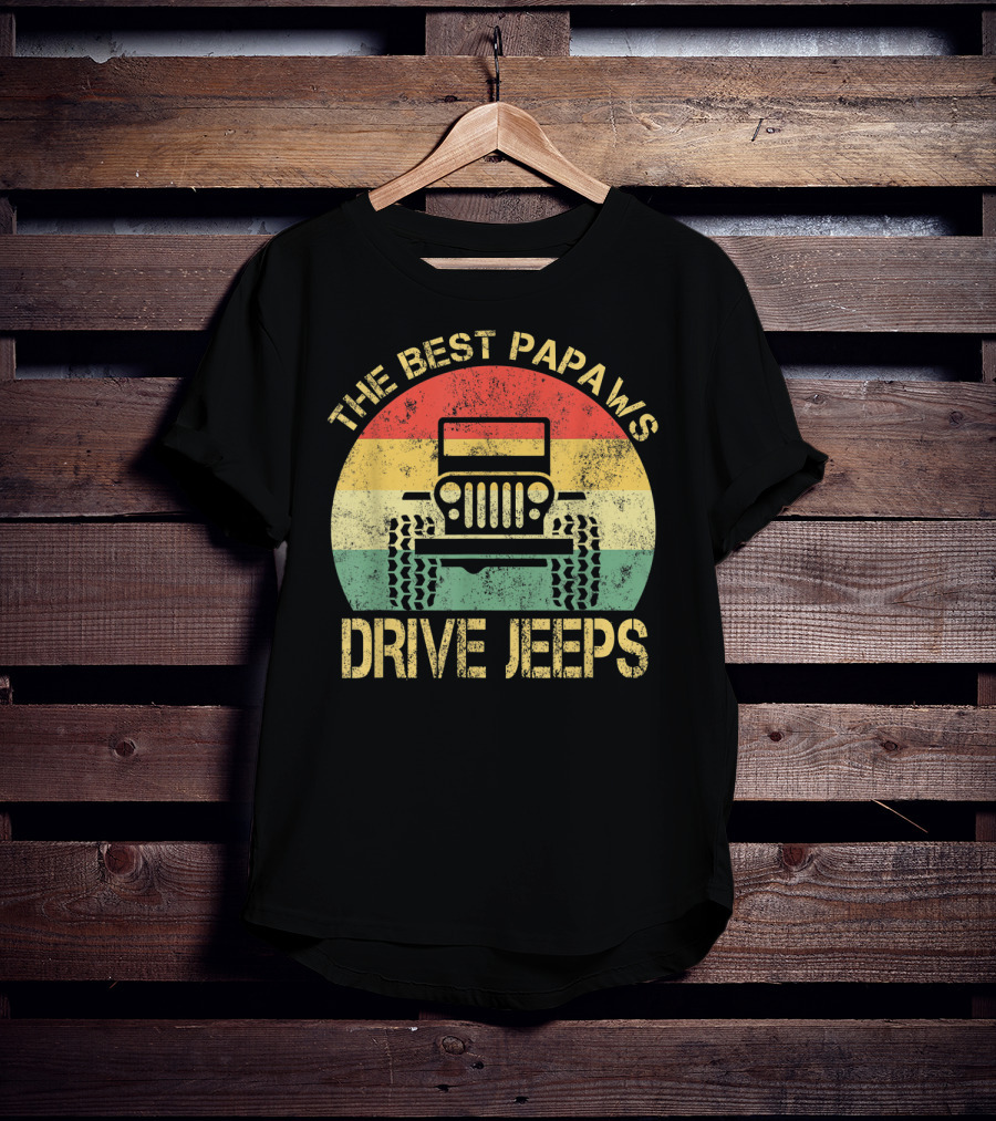 The Best Papaws Drive Jeeps Retro Striped T-Shirt