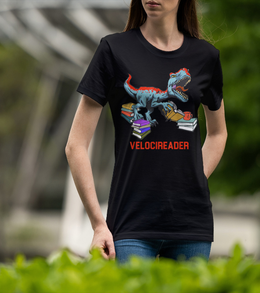 Velocireader Velociraptor Surrounded By Books And Coffee Mug T-Shirt