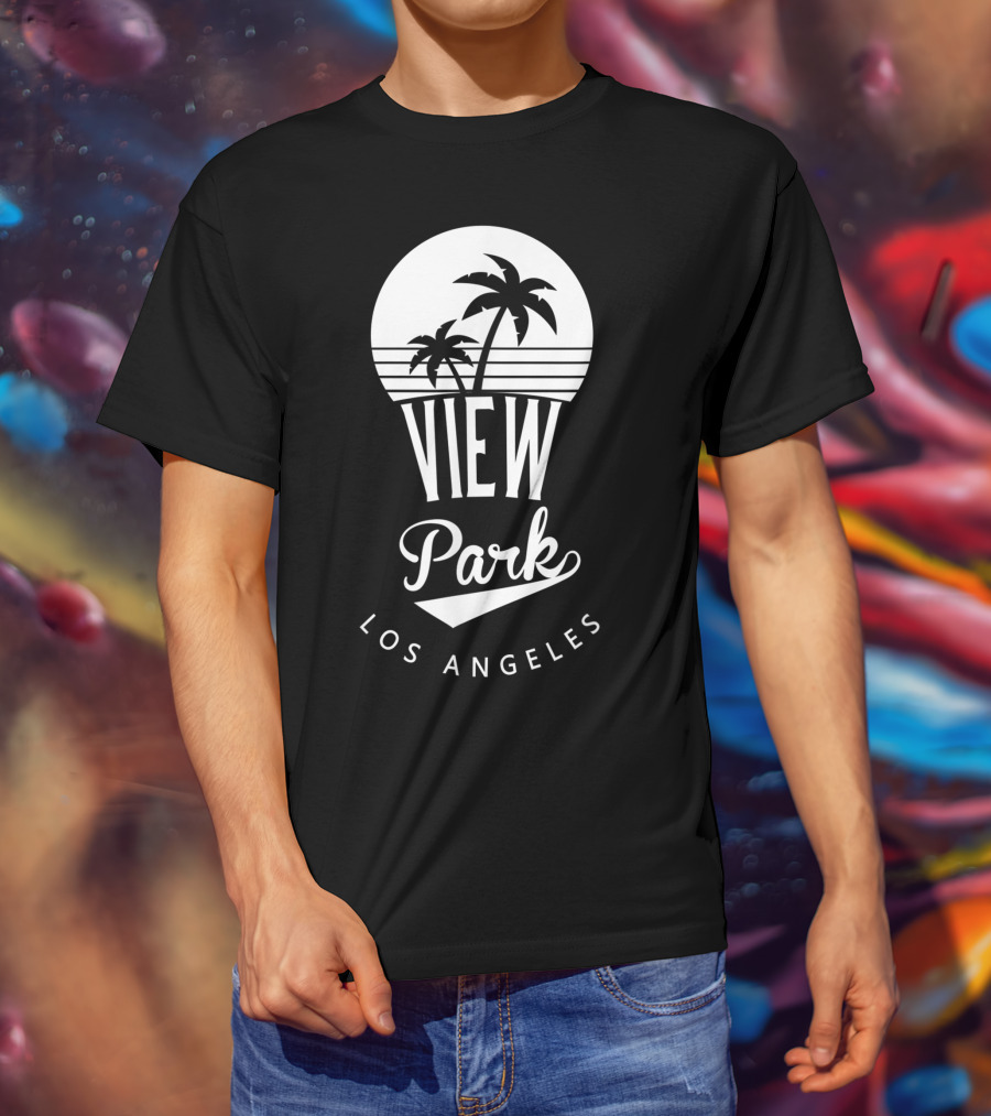 View Park Los Angeles Palm Trees Retro Sunset T-Shirt