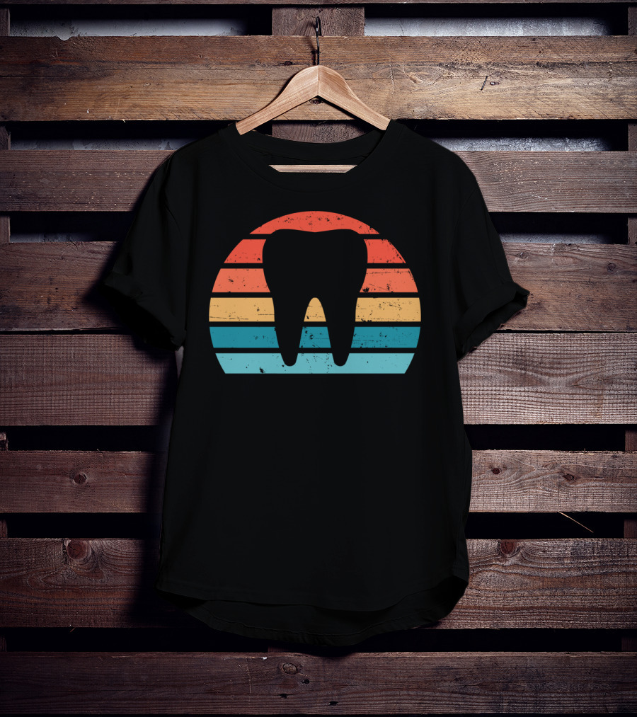 Vintage Dentist Dental Assistant Retro Tooth Stripes T-Shirt