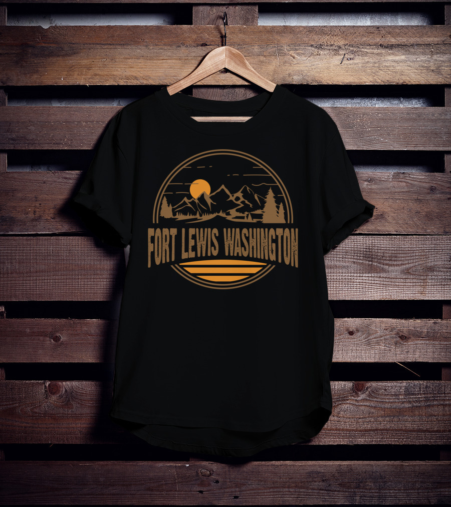 Fort Lewis Washington Vintage Mountain Sunset Scene T-Shirt