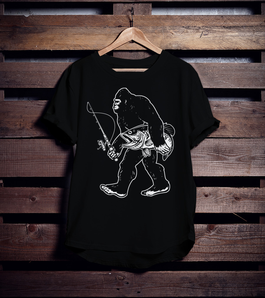 Bigfoot Bass Fishing Sasquatch Gear T-Shirt