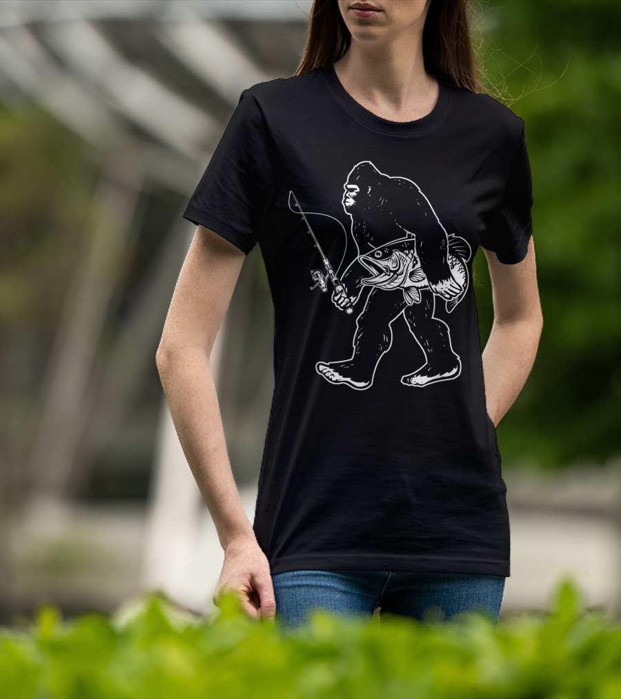 Bigfoot Bass Fishing Sasquatch Gear T-Shirt