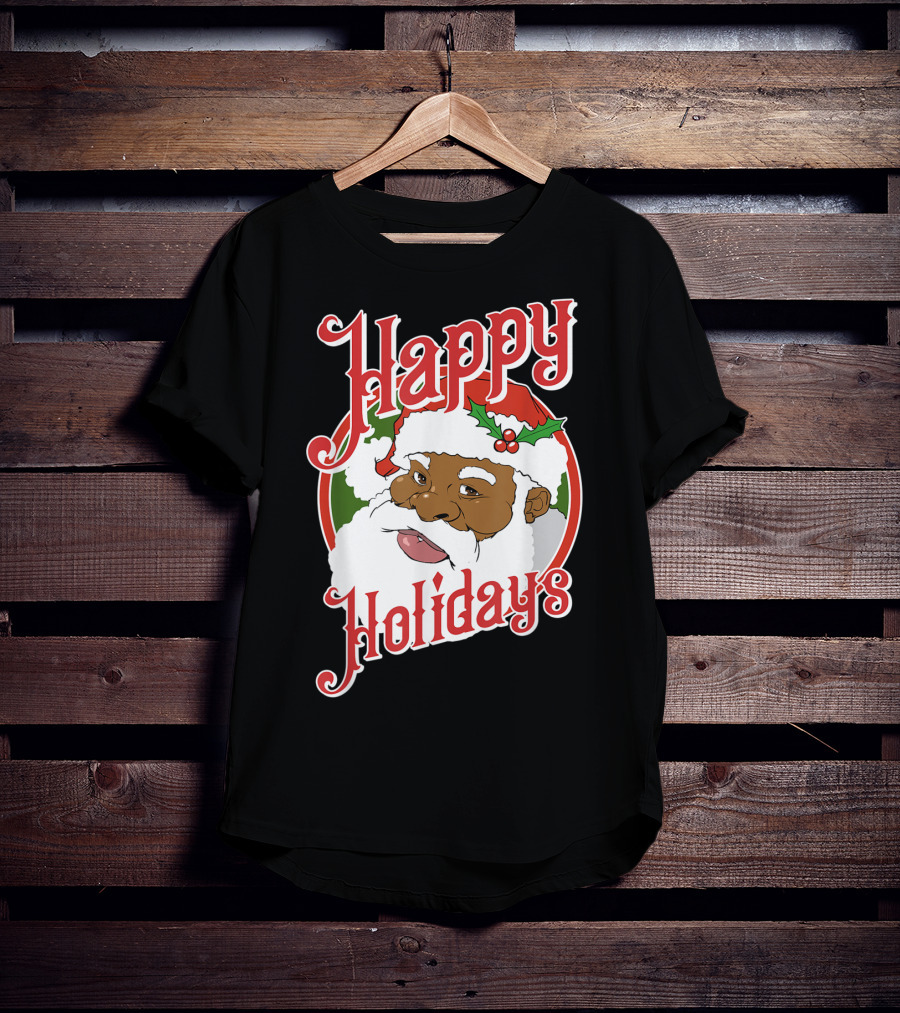 Happy Holidays African American Santa Claus T-Shirt