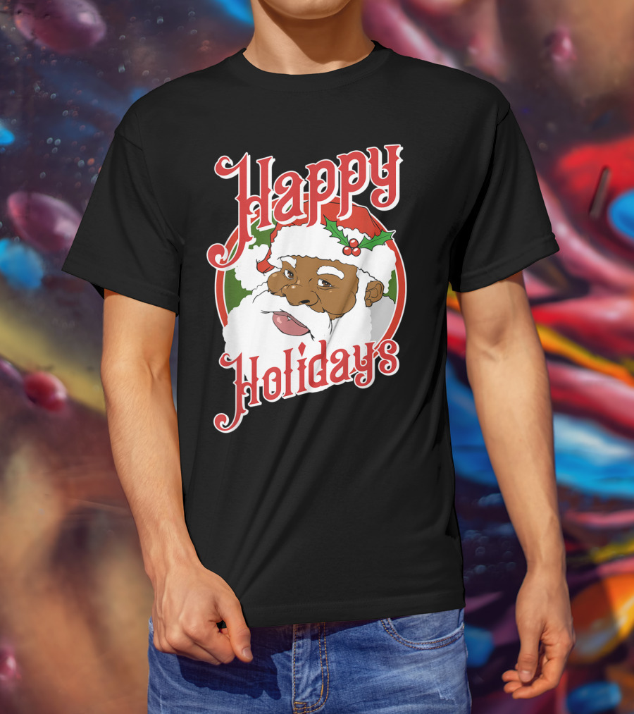 Happy Holidays African American Santa Claus T-Shirt