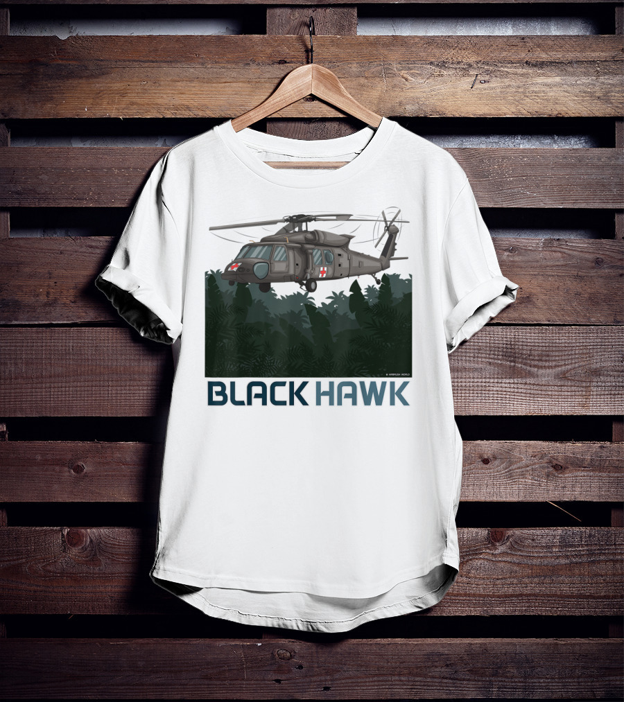 Black Hawk Helicopter Military Jungle Scene T-Shirt