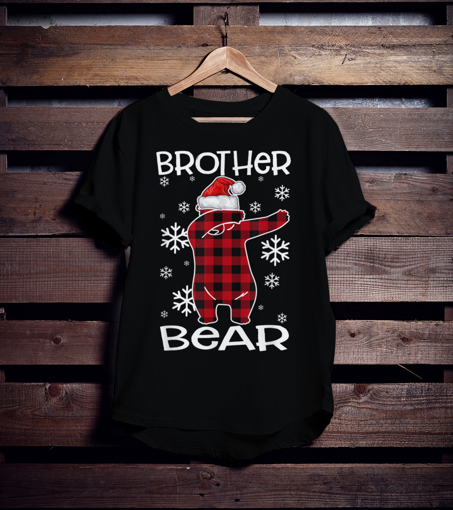 Brother Bear Dabbing In Santa Hat With Snowflakes T-Shirt