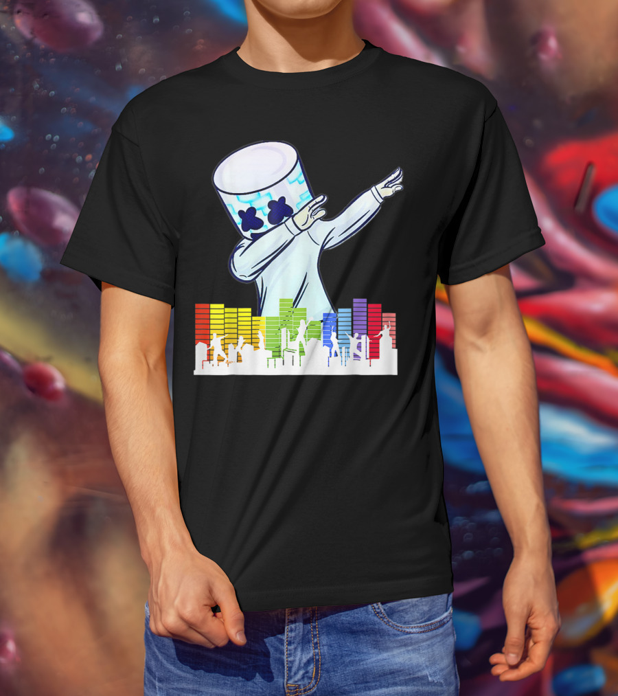 Buy All I Want For Christmas Is Marshmallow With Dancing DJ And Colorful Sound Bars T-Shirt