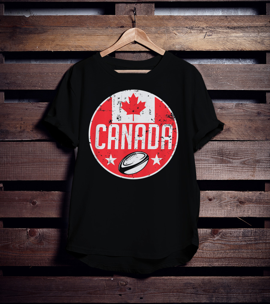 Canada Rugby Flag Supporter Jersey Canadian Maple Leaf Emblem T-Shirt