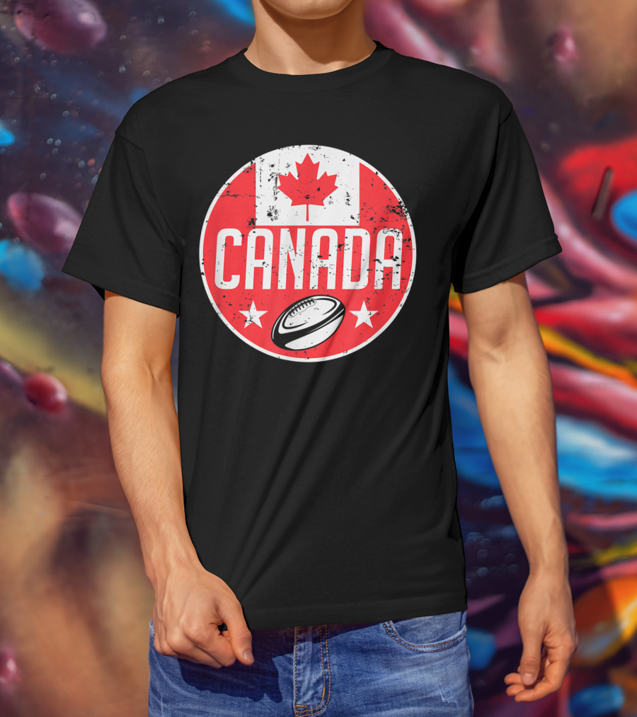 Canada Rugby Flag Supporter Jersey Canadian Maple Leaf Emblem T-Shirt