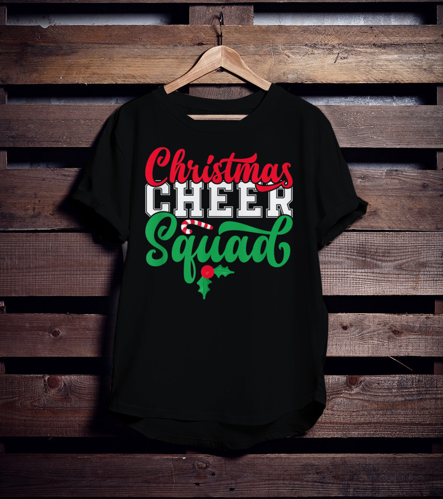 Christmas Cheer Squad Candy Cane Holly Holidays T-Shirt