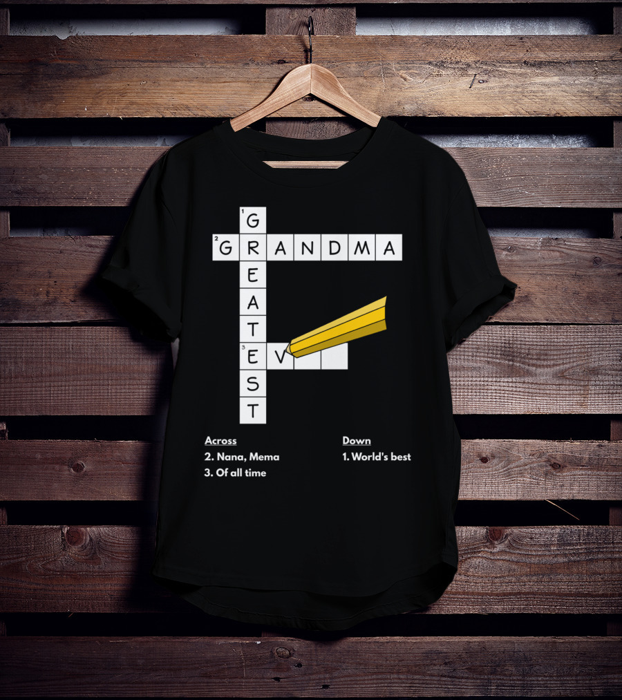 World's Best Crossword Puzzle Greatest Grandma Nana Mema Of All Time T-Shirt
